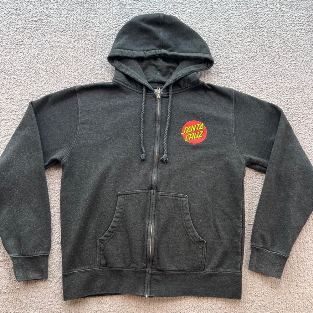 Santa Cruz Skateboards Classic Dot Zip Up Hoodie Charcoal Black Men Large